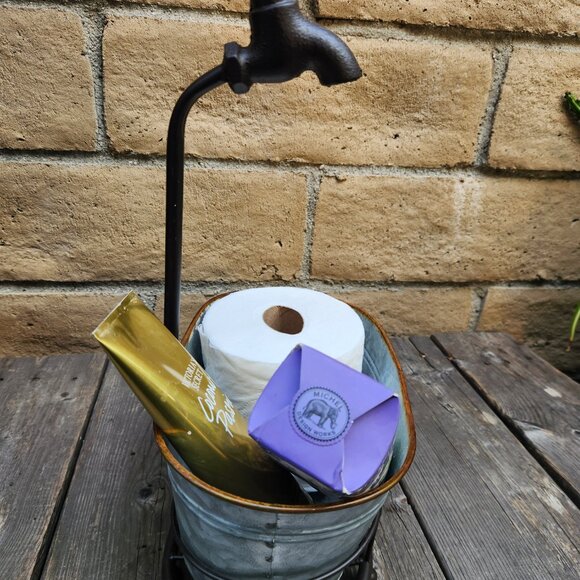 Farmhouse Oval Container With Faucet, Bath Storage, Home Decor - Picture 4 of 5